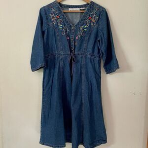 Denim 24/7 Jean Dress 18W Embellished Bejeweled 80’s Western Modest Festival